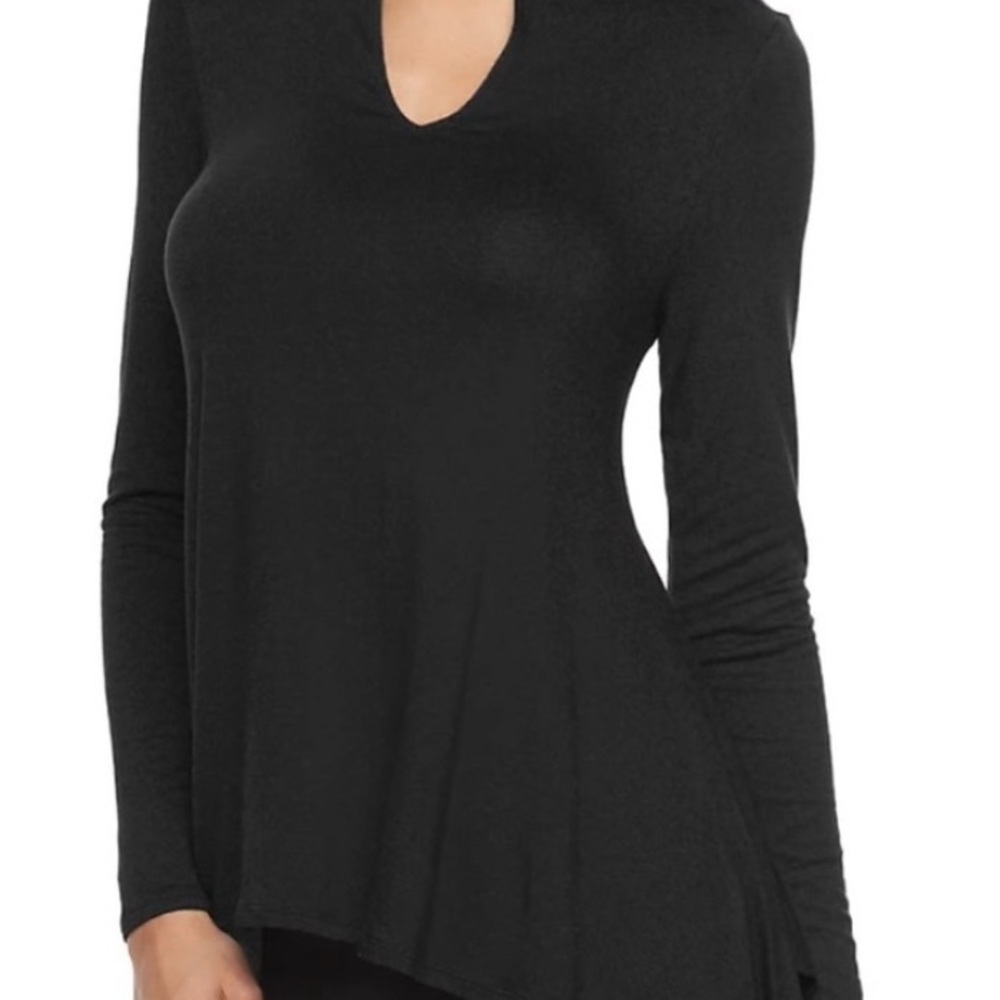 Jennifer Lopez Black Asymmetrical Long Sleeve Blouse